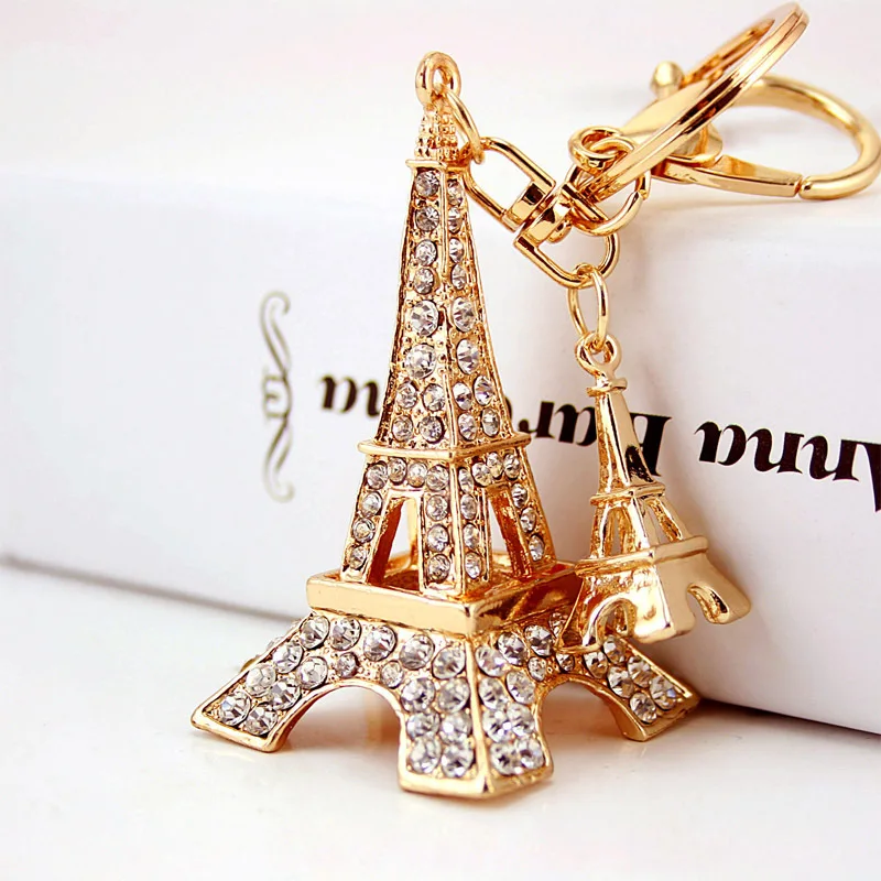Rhinestone-Crystal Eiffell-Tower Keychain for Keys Souvenir Paris Tour Eiffell Key Chain Ring Decoration Holder Pendant | Украшения и