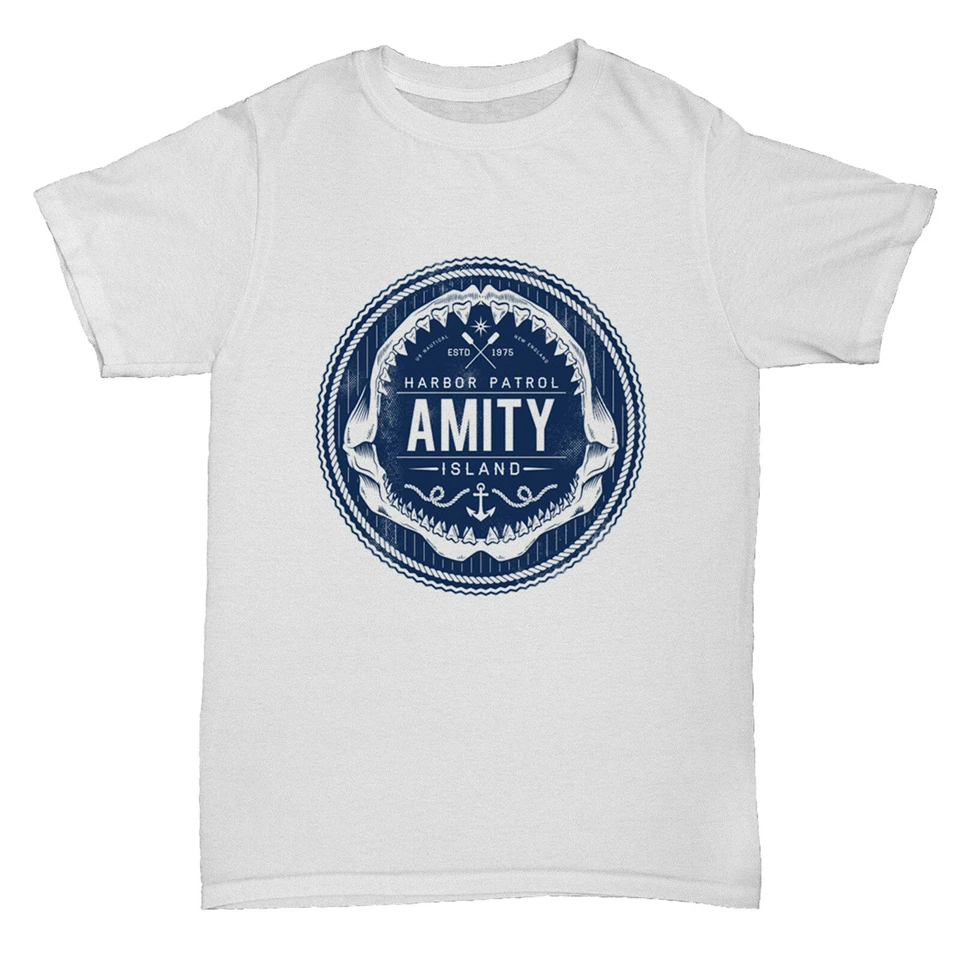 Фильм &quotЧелюсти&quot Вдохновленный фильм AMITY ISLAND 90S Акула Голливуд Ретро футболка