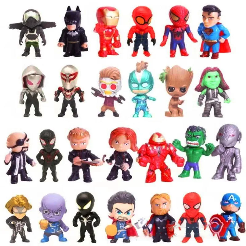 26Pcs/Set Anime Marvel Avengers Figure Hulk Thor Spider Man venom