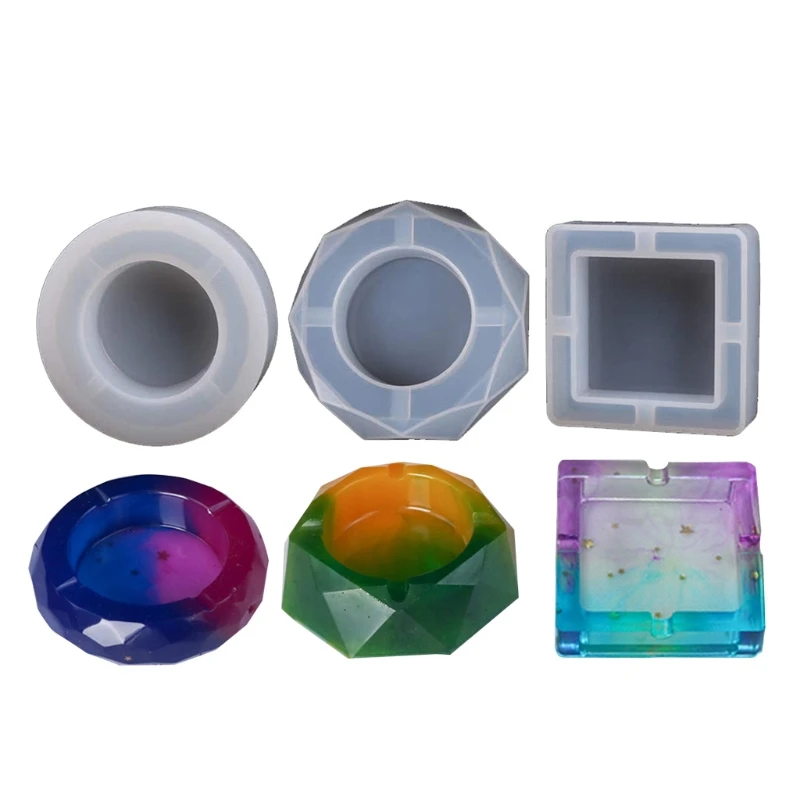 

3 Pcs Square Diamond Shape Ashtray Mold Epoxy Resin Silicone Molds for DIY Casting Mold Ashtray Mold for Resin