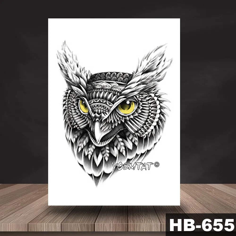 Waterproof Temporary Tattoo Sticker Book wise Owl pattern tattoo Water Transfer old school style body art fake tattoo women