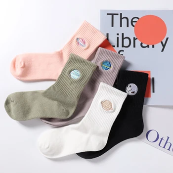 

Long Socks Korean Women Style Autumn Cute Japanese Harajuku Woman Socks Kawaii Girls Socks Gifts Planet Magic Array Embroidery