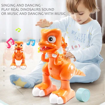 

2CH Remote Control Robot Dinosaur with Shooting Bullet Smoke Effect LED light Sound Gift RC Toys for Children