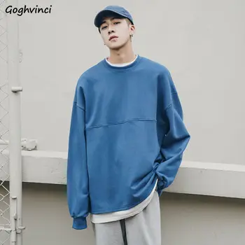 

Men Hoodies Solid Fake 2 Piece Simple Daily Patchwork All-match Streetwear Korean Daily Sweatshirts Mens Pullovers Loose Ulzzang