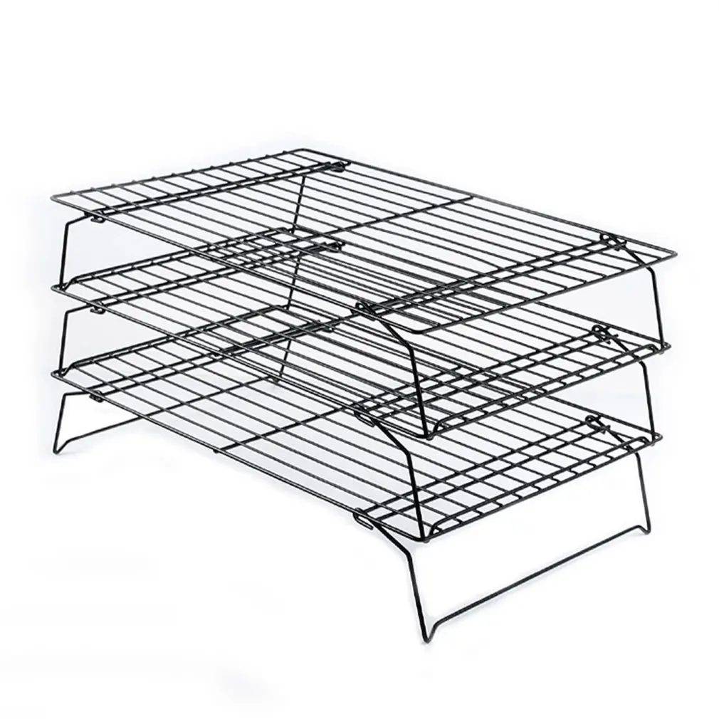 Non-Stick 3-Tier Cooling Rack Stackable Collapsible Rectangle Wire Cooking Baking For Cookies Cakes |