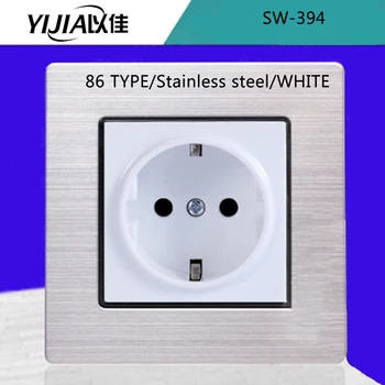 

Wall Electrical Socket eu standard power outlet with dual metal panel power 86type/146type stainless steel socket