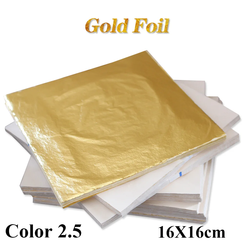 Color 2.5, Imitation Gold Leaf Foil Sheets ,copper leaf ,100 Leaves - 16 x 16 cm - For Gilding - Art Work, free shipping