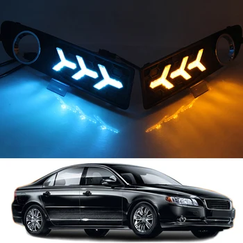 

3 Colors LED Daytime Running light LED Daylight For Volvo S80 LED DRL 2009-2013 with Yellow Turn Signal Light Night Blue
