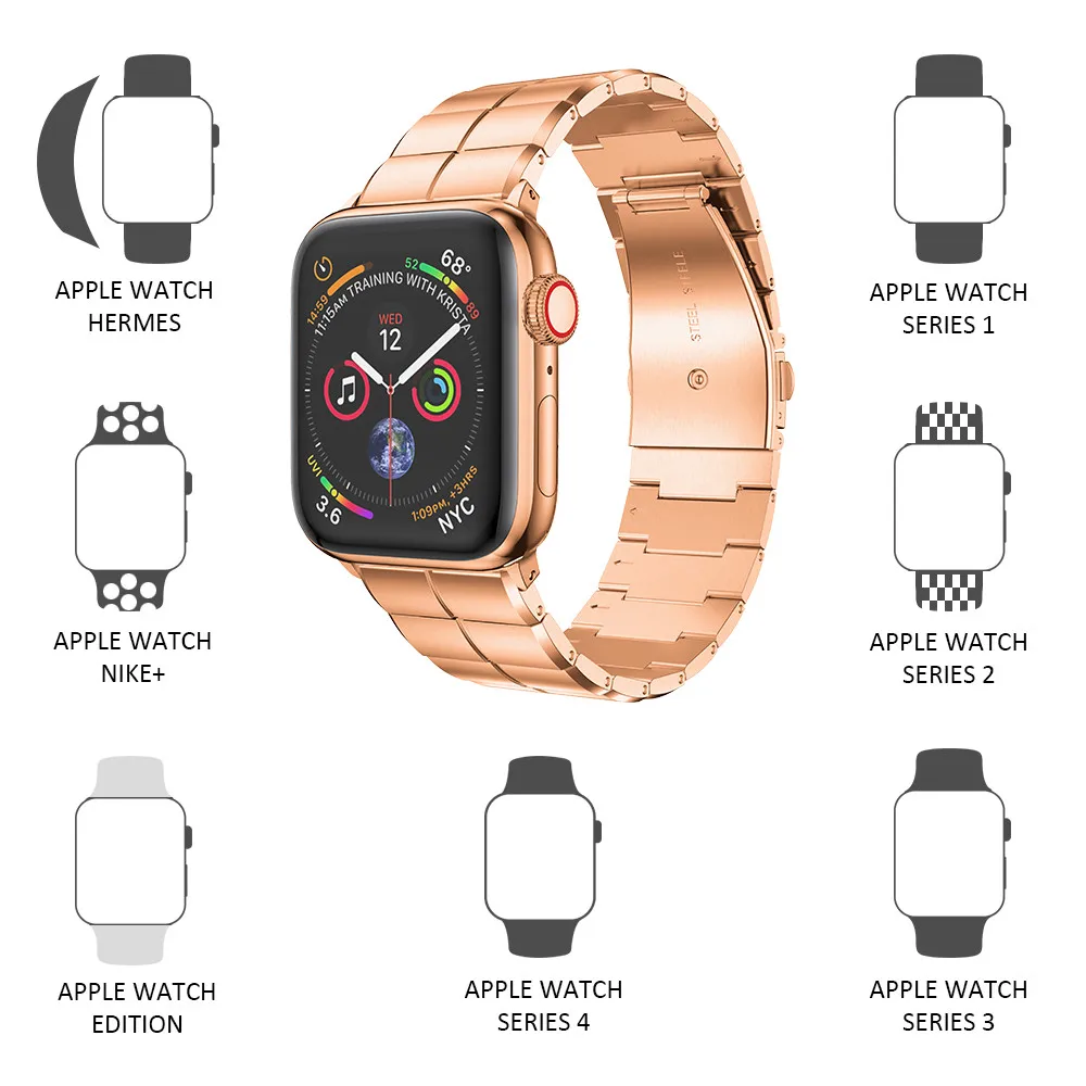 Ремешок из нержавеющей стали для часов Apple Watch 4, 40 мм, 44 мм, металлический ремешок для замены браслета iWatch Series 3, 2, 1, 38 мм, 42 мм