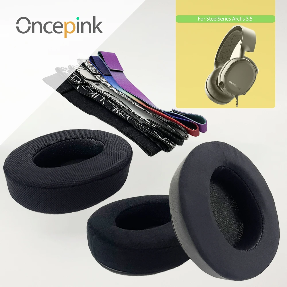 Oncepink Replacement EarPads Headband For SteelSeries Arctis 3 5 Headphone Ear Cushion Gel Cooling Pads Earphones Accessories |