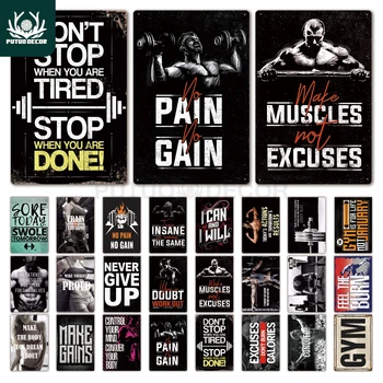 

Gym Sign Metal Poster Plaque Metal Work Out Wall Decor for Man Cave Gym Tin Sign Decorative Plate