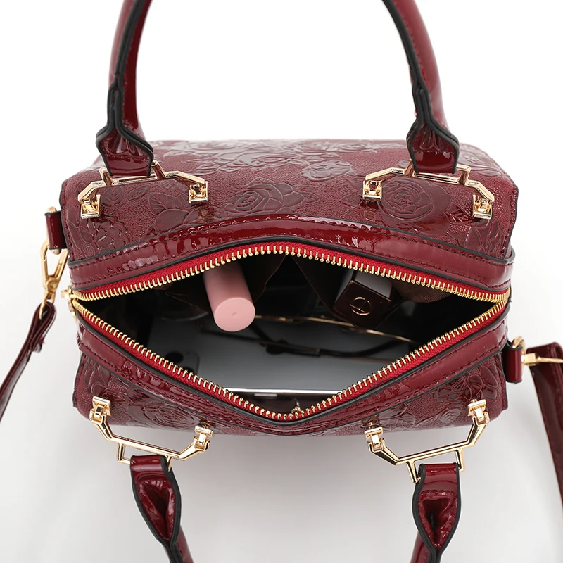 Роскошные женские сумки boston для женщин, сумка-тоут с Цветочным Тиснением, кожаные сумки с принтом, женские сумки, маленькая сумка через плечо