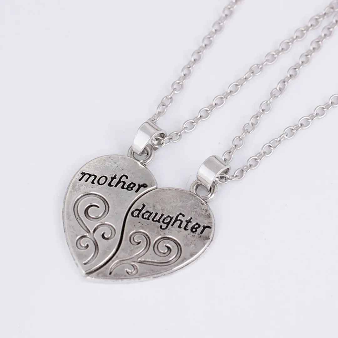 2pcs Mother \u0026 Daughter Heart Necklace 