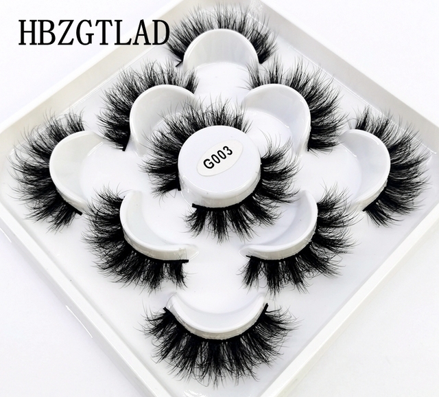 5 pairs 3D mink false eyelashes natural makeup eyelash extension long cross volume soft fake eye lashes winged faux cils