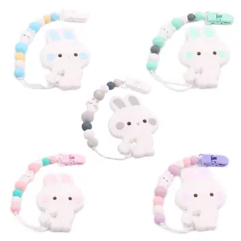 

2 Pcs/set Cartoon Newborn Pacifier Chain Baby Silicone Nipple Clip Teether Set