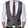 Gray Slim fit Men Vest for One piece Man Suit Waistcoat New Fashion Custom V Neck Groomsmen Tuxedo Gentleman Waist Coat 2