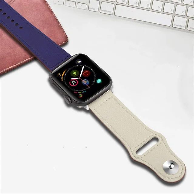 Кожаный ремешок для apple watch band apple watch 5 4 band 42 мм/38 мм iwatch band 44 мм/40 мм pulseira браслет ремешок для часов 5 4 3 2 ремень - Цвет ремешка: S stone-blue