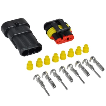 

Retail 10 Sets of 3-Pin Waterproof Electrical Connector Series Terminal Waterproof