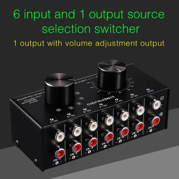 

6 Input 1 Output Audio Signal Source Switcher Splitter Speaker Stereo Signal Selector Metal Case RCA Audio Switcher