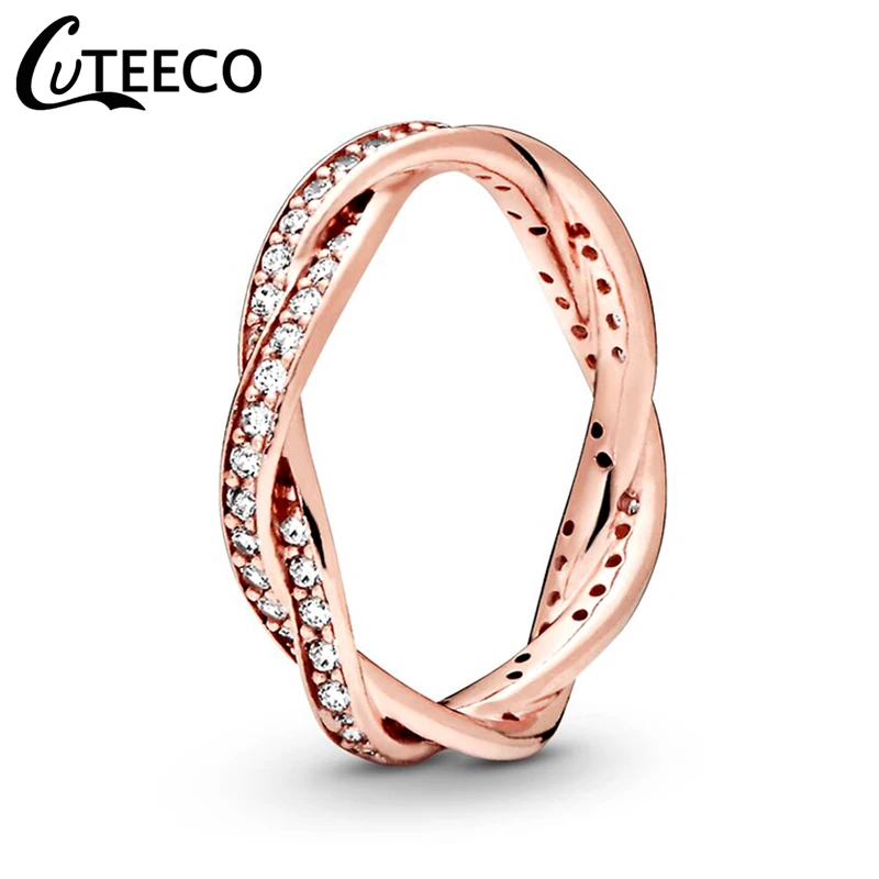 CUTEECO, Европейская мода, розовое золото, кристалл, свадебные кольца для женщин, обручальное кольцо, ювелирное изделие, подарок на день Святого Валентина, Прямая поставка - Цвет основного камня: 17