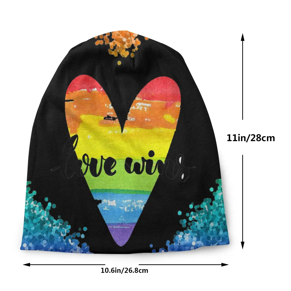 Love Wins, Радужная, акварельная, с сердцем, унисекс, для взрослых, Повседневная шапка, зимняя, теплая, вязанная, лыжная, с рукавом, Skully, шапочки, шапка