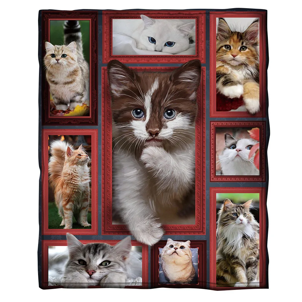 

Cat 3d printed fleece blanket for Beds Hiking Picnic Thick Quilt Fashionable Bedspread Sherpa Throw Blanket Drop shipping 07