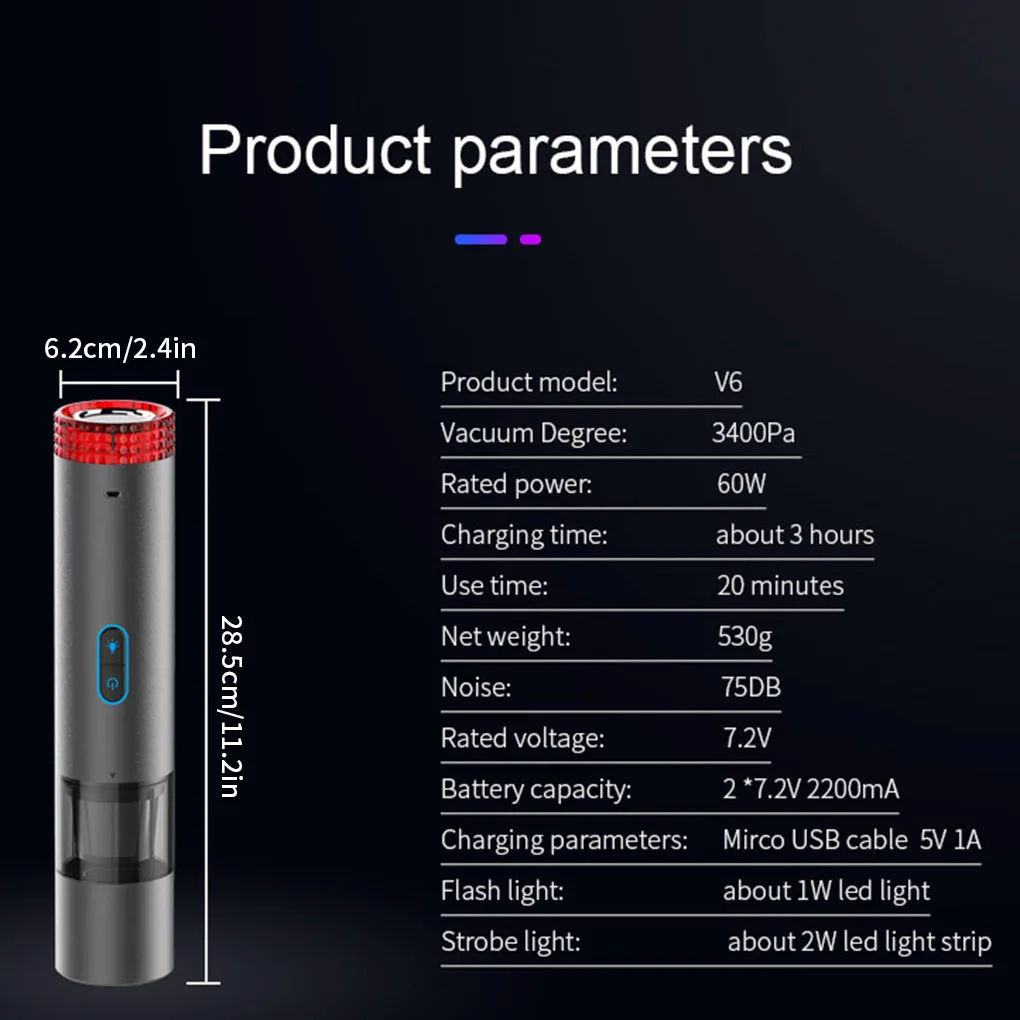 Car Vacuum Cleaner Portable Wireless Handheld Auto Vacuum Cleaner Robot for Car Interior & Home & Computer Cleaning