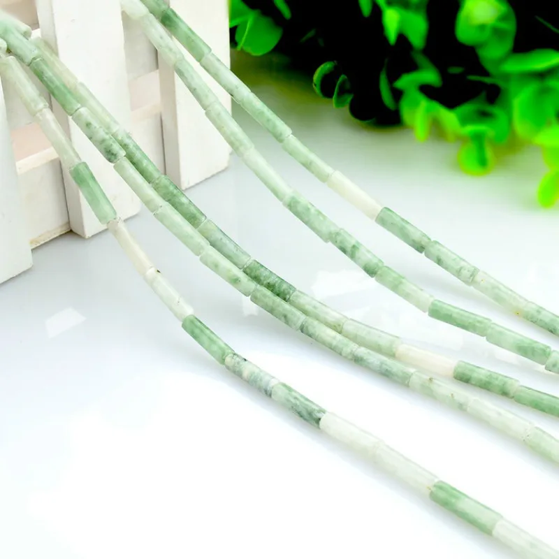 Natural rough 4*13mm cylindrical light green beads Beads for jewelry making Handmade DIY necklaces Bracelets Jewelry accessories | Украшения
