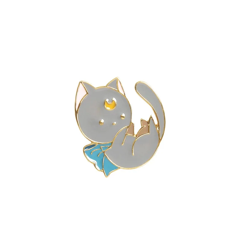 2 Pin корейский мультфильм милый эльф броши-кошки для женщин котенок значки с животными Эмаль Булавка ювелирные изделия Одежда рюкзак аксессуары безделушки