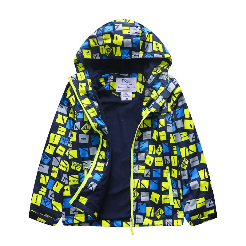 New Boys' Autumn and Winter Plush Coat Hooded Windbreaker Children's Charge Coat Middle Children's Jacket 3-10Y