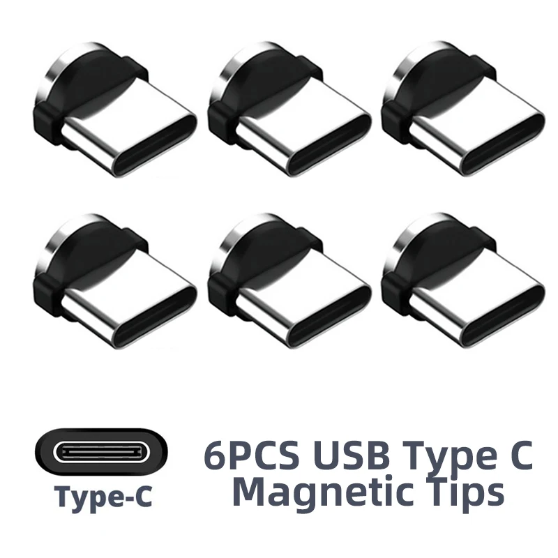 usb phone charger 6Pcs Magnetic Tips Universal for Round Magnetic Cable Micro USB Type C Magnet Replacement Parts Mobile Phone Dust Plug Adapter samsung phone charger Cables