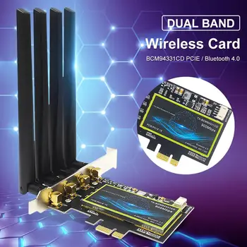 

Wireless Wifi Adapter Dual Band Network Card Wireless Wifi PCIe Card Bluetooth 4.0 Adapter Long Range 2.4G/5G For BCM94331CD