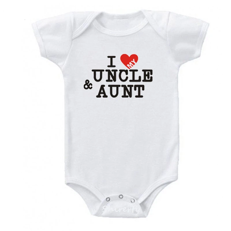 Детские комбинезоны с надписью «I Love My Big Sister», одежда для маленьких мальчиков и девочек хлопковые комбинезоны одежда для новорожденных от 0 до 24 месяцев - Цвет: I Love Uncle Aunt