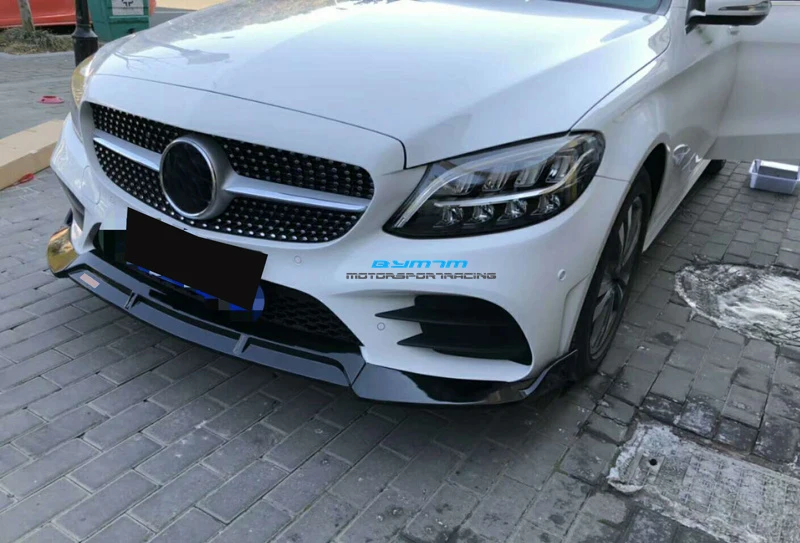 B Стиль PP материал бампер яркий черный Передний губы для BENZ C Class W205 C180 C260 C300