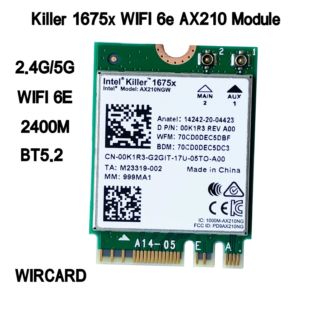 Killer 1675X Ac Dual Band 2.4Gbps Wi-Fi 6E Wireless Ax210 Wifi Card Ax210Ngw 802.11Ax Bt5.2 Laptop Per Windows 10