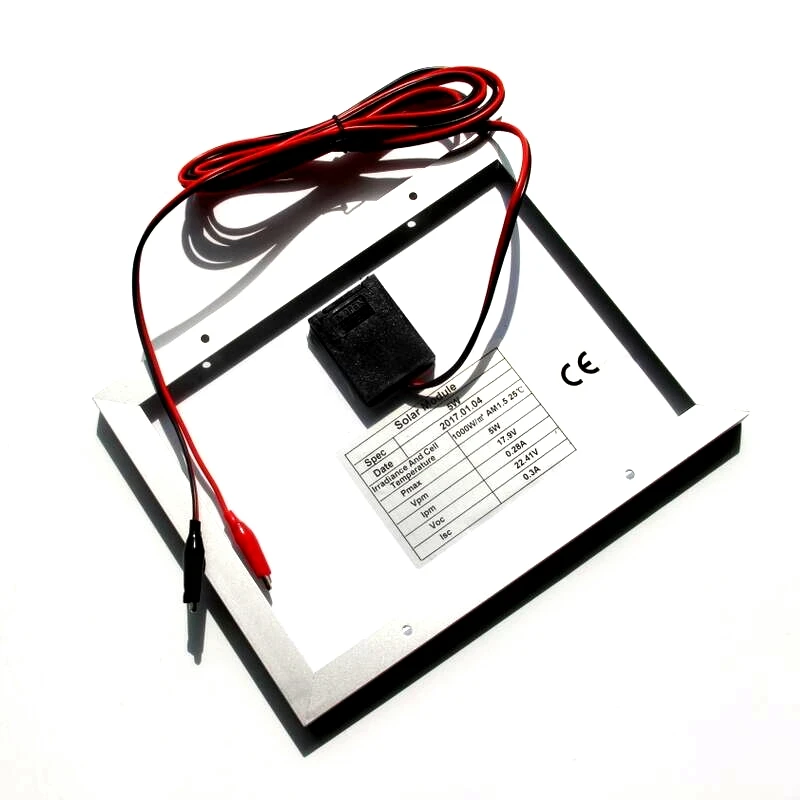 5W 18V поликристаллическая солнечная панель крокодил зажим для 12V автомобиля/лодки/Аккумулятор для двигателя портативное солнечное зарядное устройство