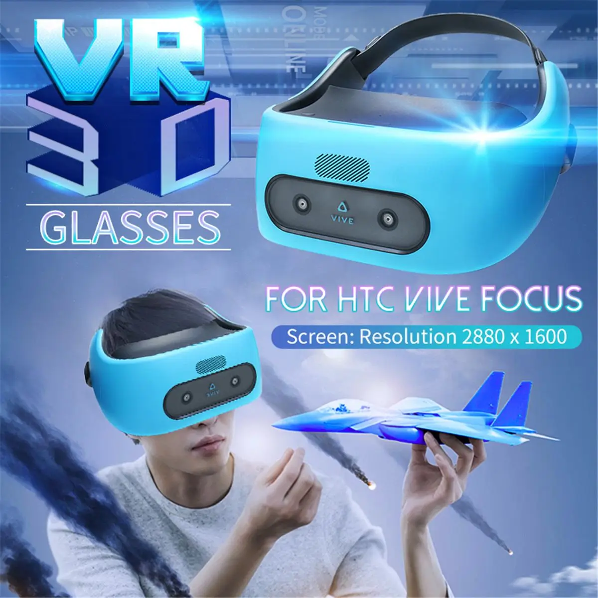 

Original HTC-Vive focus vr 3D Cardboard Helmet Virtual Reality VR Glasses Intelligent Anti Blue Film Game For HTC-VIVEFOCUS
