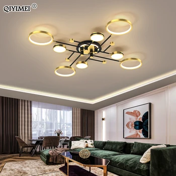 

1 New Modern LED Chandelier Lights Dimmable For Bedroom Living Room Kitchen Salon Lustre Lamps Home Lighting With Remote Control