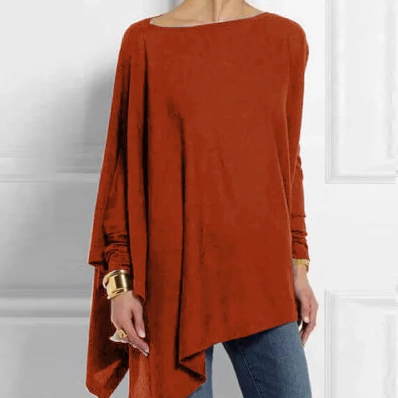 

Cotton Casual Womens Tops And Blouses Irregular O Neck Long Sleeve Top Female Tunic Spring Plus Size Women's Blouses Shirts