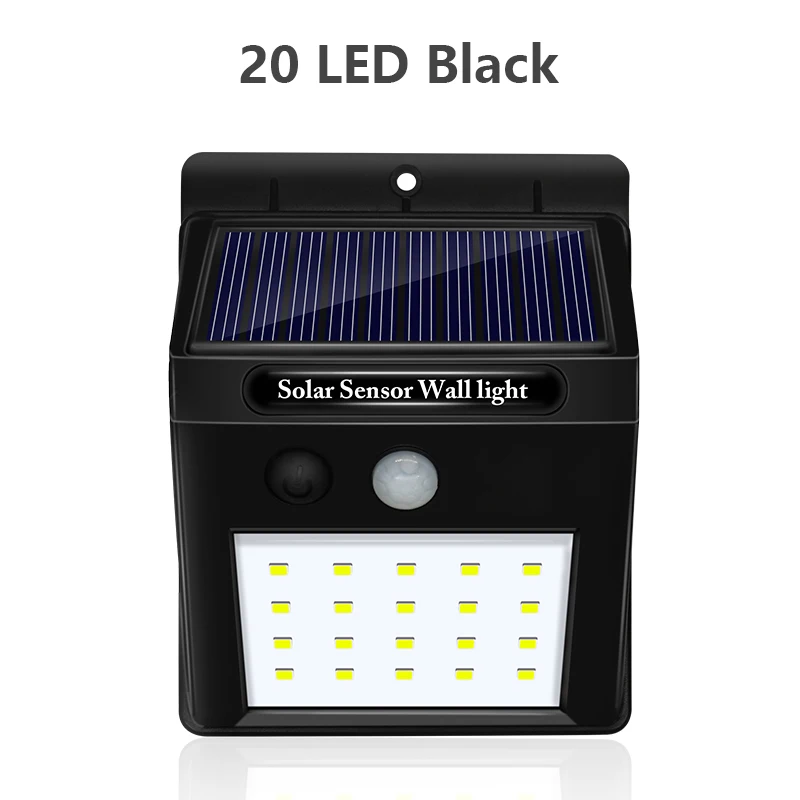 20 LED 1 piece IngHoo 20/100 светодиодный светильник на солнечной батарее с датчиком движения, уличный водонепроницаемый IP65 светильник, декоративный уличный фонарь, беспроводной настенный светильник - Испускаемый цвет: 20 LED 1 piece