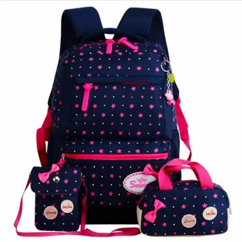 

New cartoon star print student school bag child girl backpack 3Pcs/set large capacity waterproof school bag shoulder bag