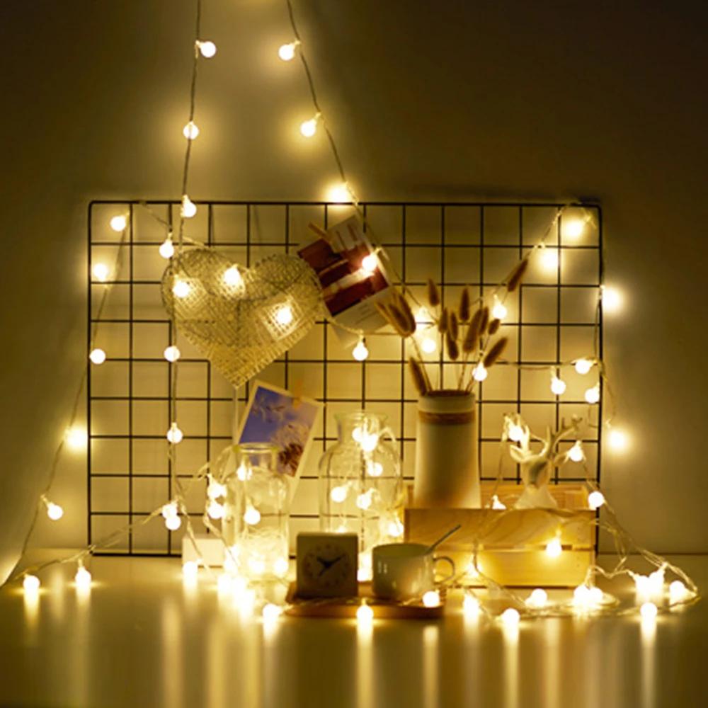 Guirlande Lumineuse à Piles, 6m 40 LED Ampoule Blanc Chaud