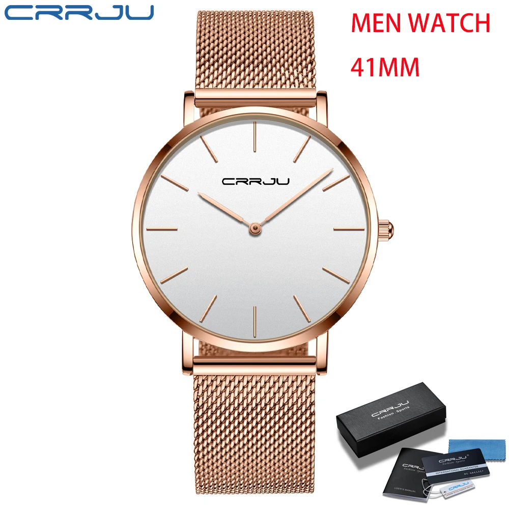 CRRJU New Fashion Mens Watches Top Brand Luxury Sport Waterproof Simple Ultra-Thin Watches Men Quartz Clock Relogio Masculino 