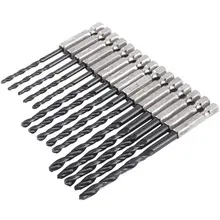 Jeu de forets torsadés revêtus de nitrure, 15 pièces, tige hexagonale en acier à haute Tempo 3mm 4mm 5mm, outils de perçage noirs pour le travail des métaux
