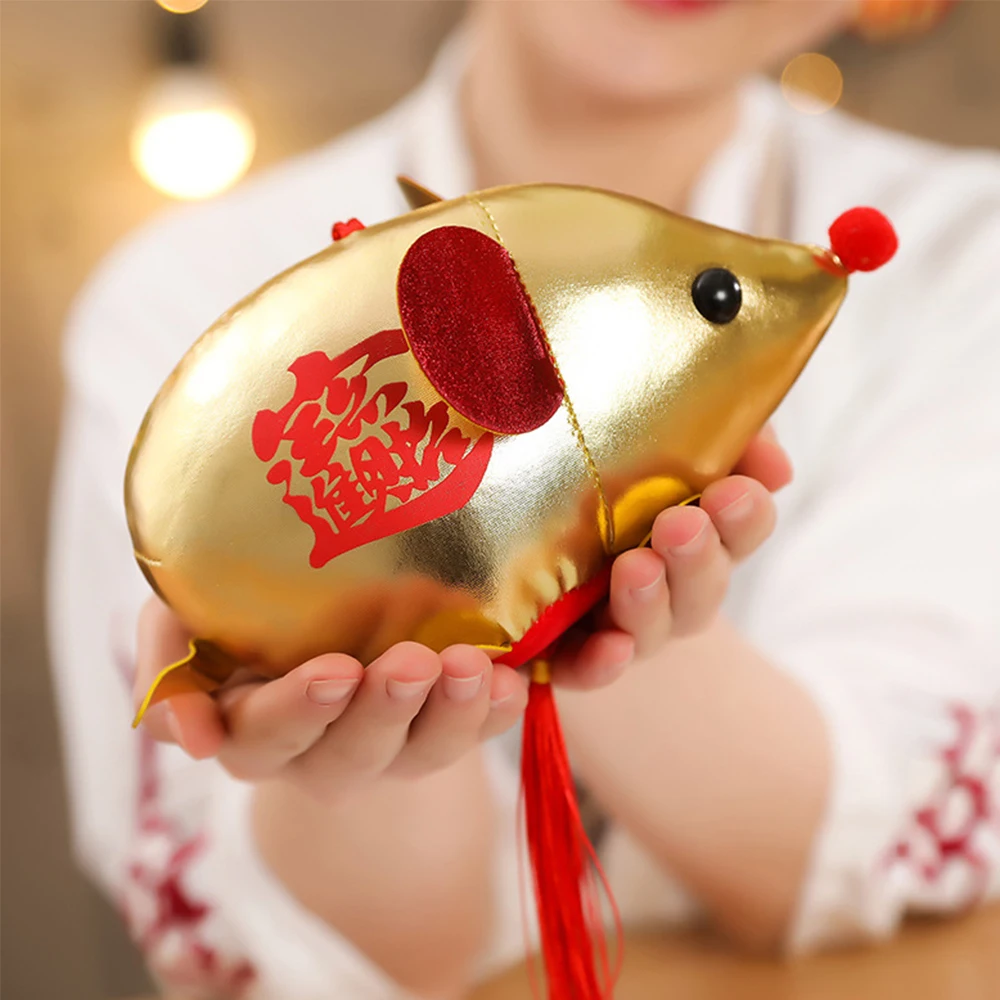 Год мыши Kawaii Китай счастливый мешок крыса плюшевая мышь в Танг костюм игрушка Год Вечерние подарок Счастливый украшение дома кулон