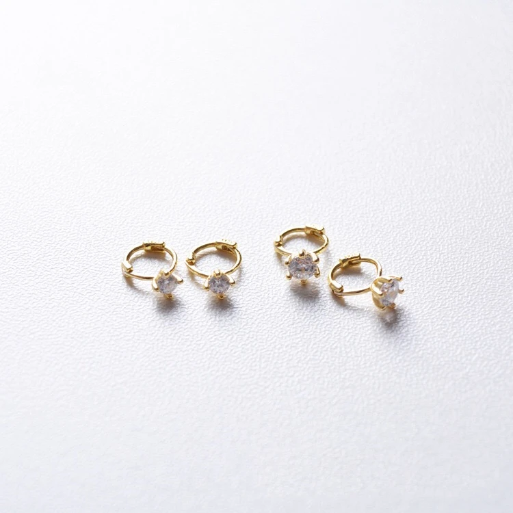 Серьги из стерлингового серебра 925 пробы, модные, Круглые, циркониевые, 4 когти, 6 когтей, серьги с костяным ушком, с пряжкой, мини, милый тренд, серьги для девочек