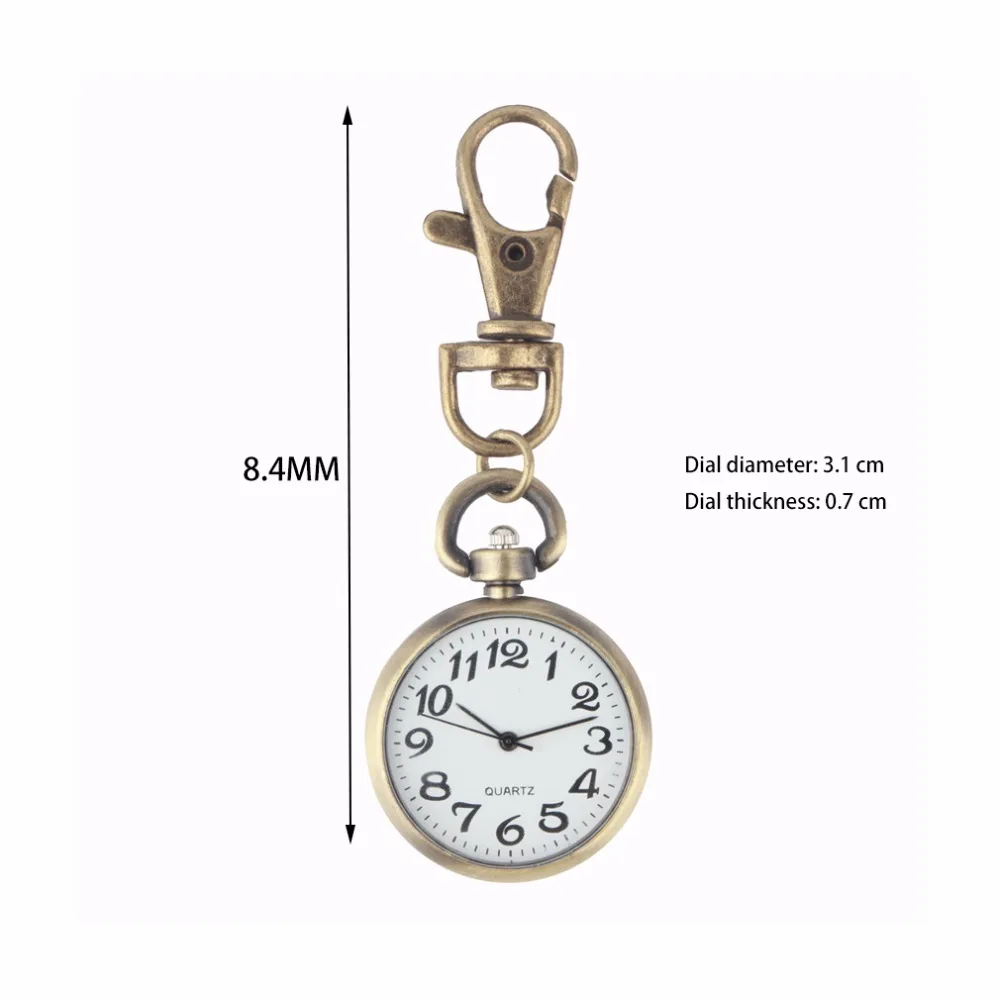 1 шт. Ретро бронзовые кварцевые карманные часы механизм брелок для часов карманные часы Круглый циферблат Relogio De Bolso