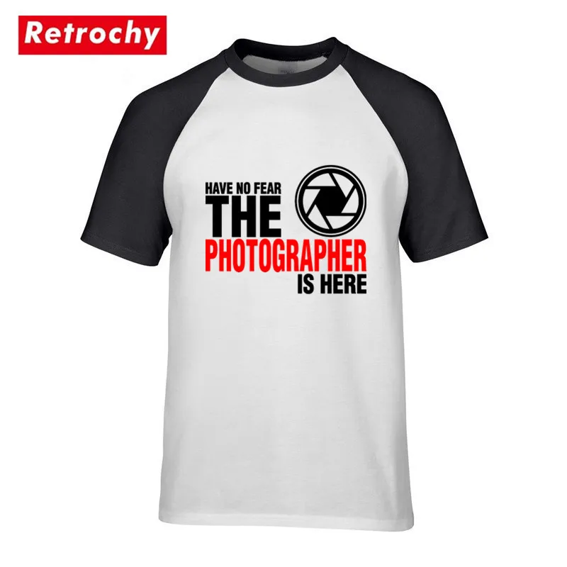 Geek Homme не бойтесь фотографа здесь комиксов Футболка мужская пользовательские