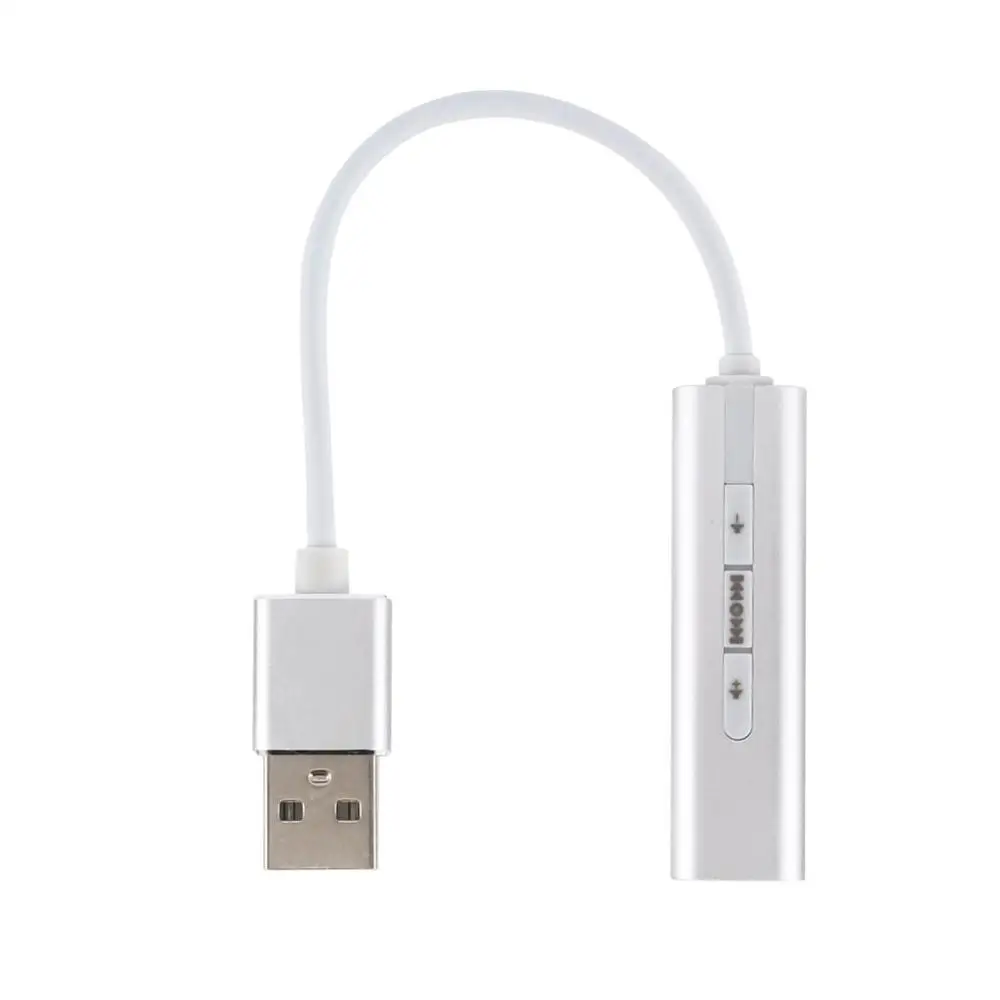 SILVER Usb из алюминиевого сплава со шнуром одно отверстие звуковая карта 7,1 внешняя Регулируемая громкость компьютерная звуковая карта внешняя компьютерная звуковая карта - Цвет: SILVER