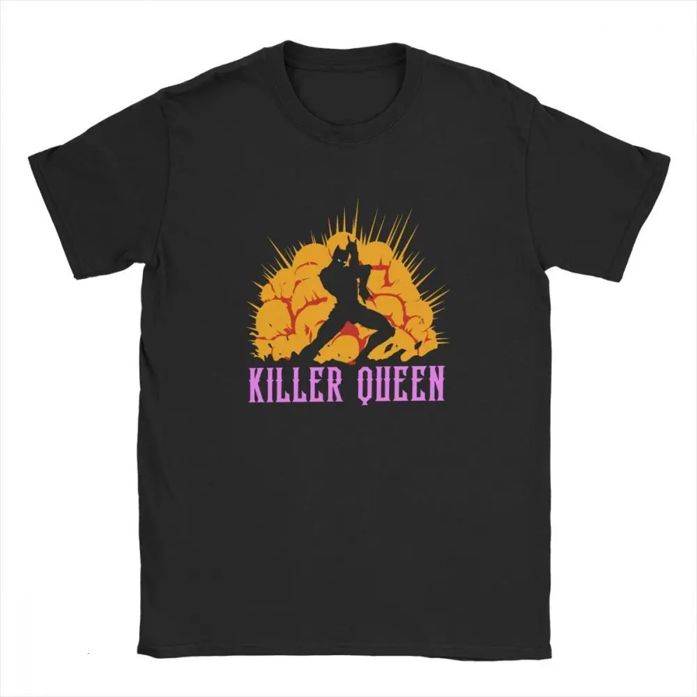 

one yona Killer Queen T Shirts for Men Jojo Bizarre Adventure High Quality Clothes Short Sleeve Novelty T-Shirt Crewneck Cotton